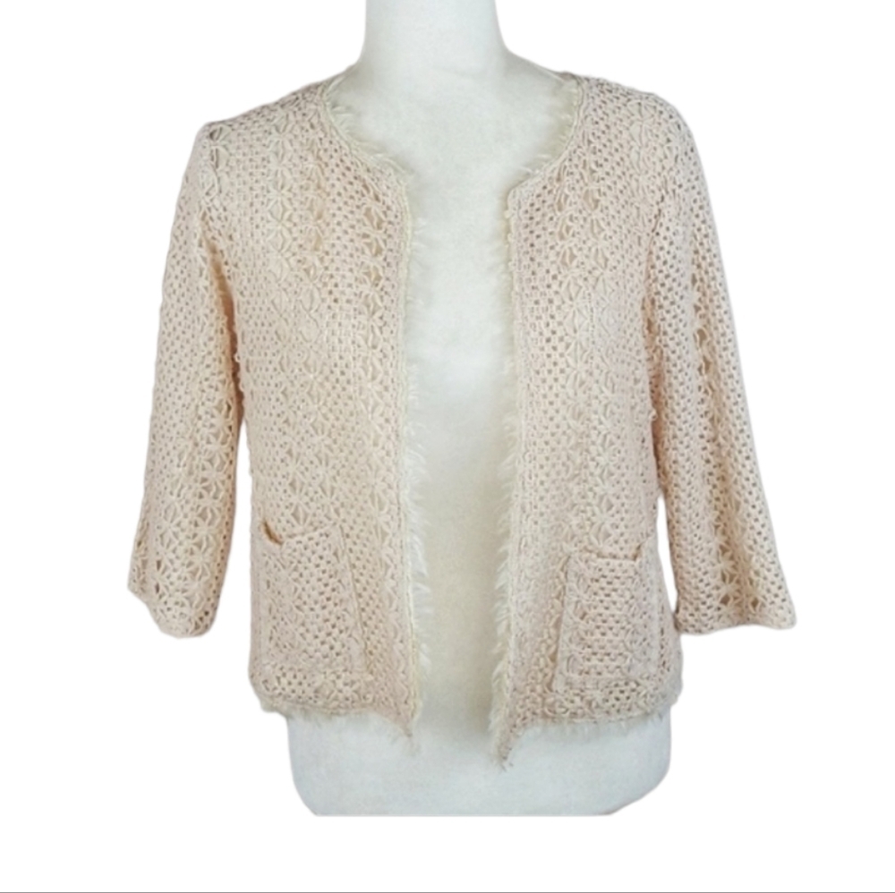Willow & Clay Cream & Gold Open Front Jacket